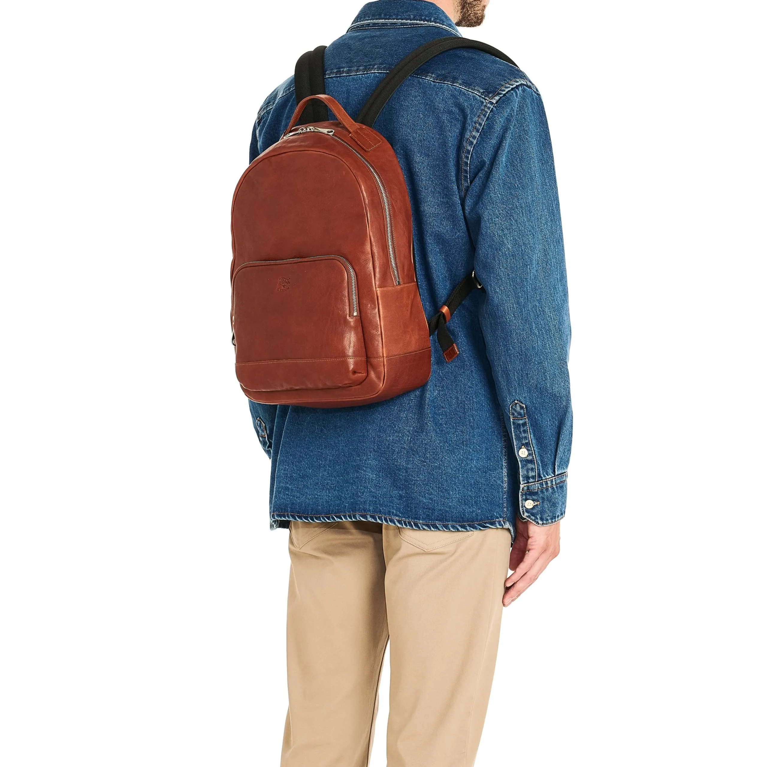 Meleto Men's backpack in leather color sepia
