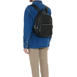 Meleto Men's backpack in vintage leather color black