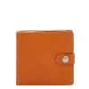 Men's bi-fold wallet in leather color caramel