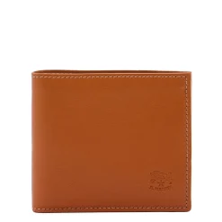 Men's bi-fold wallet in leather color caramel