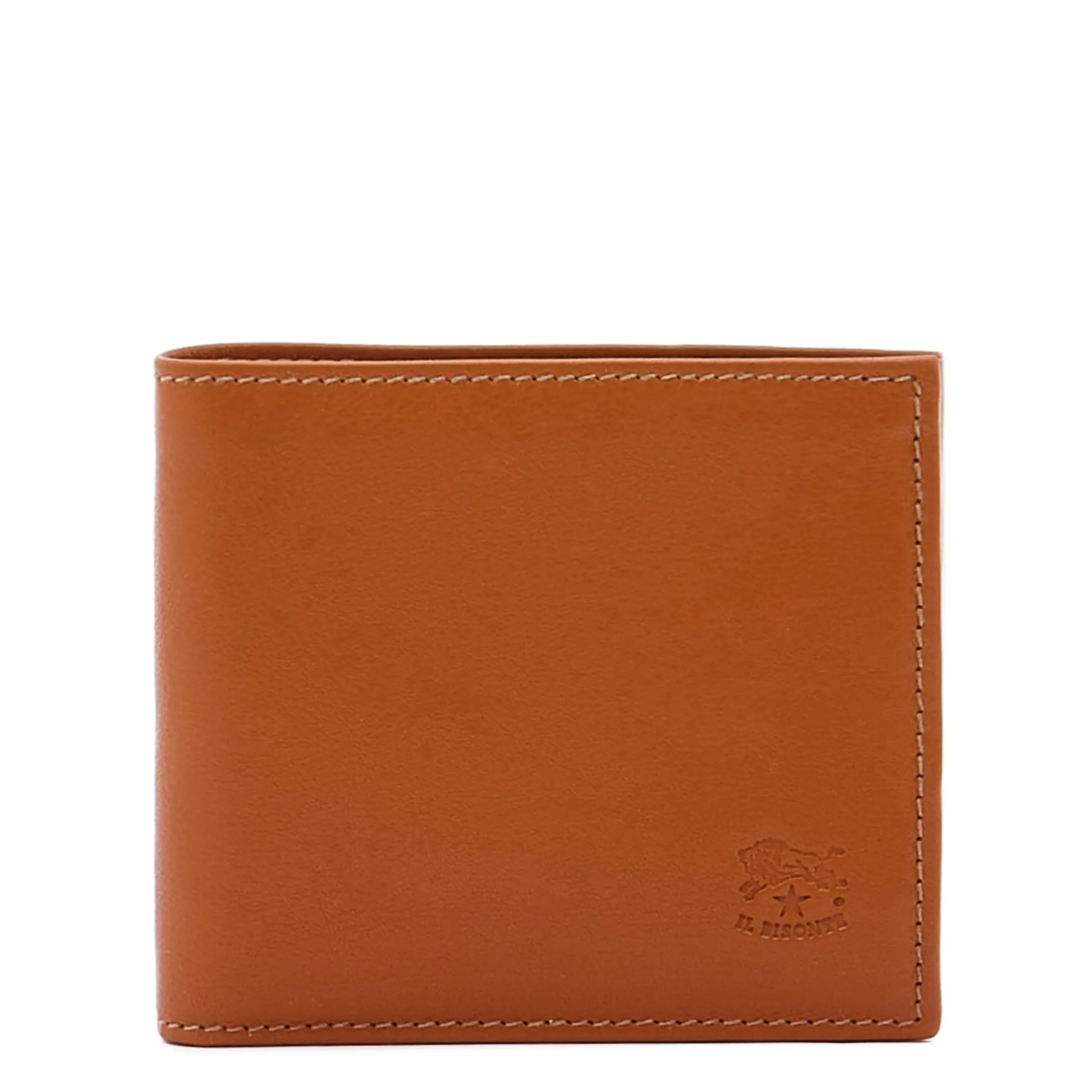 Men's bi-fold wallet in leather color caramel