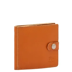 Men's bi-fold wallet in leather color caramel