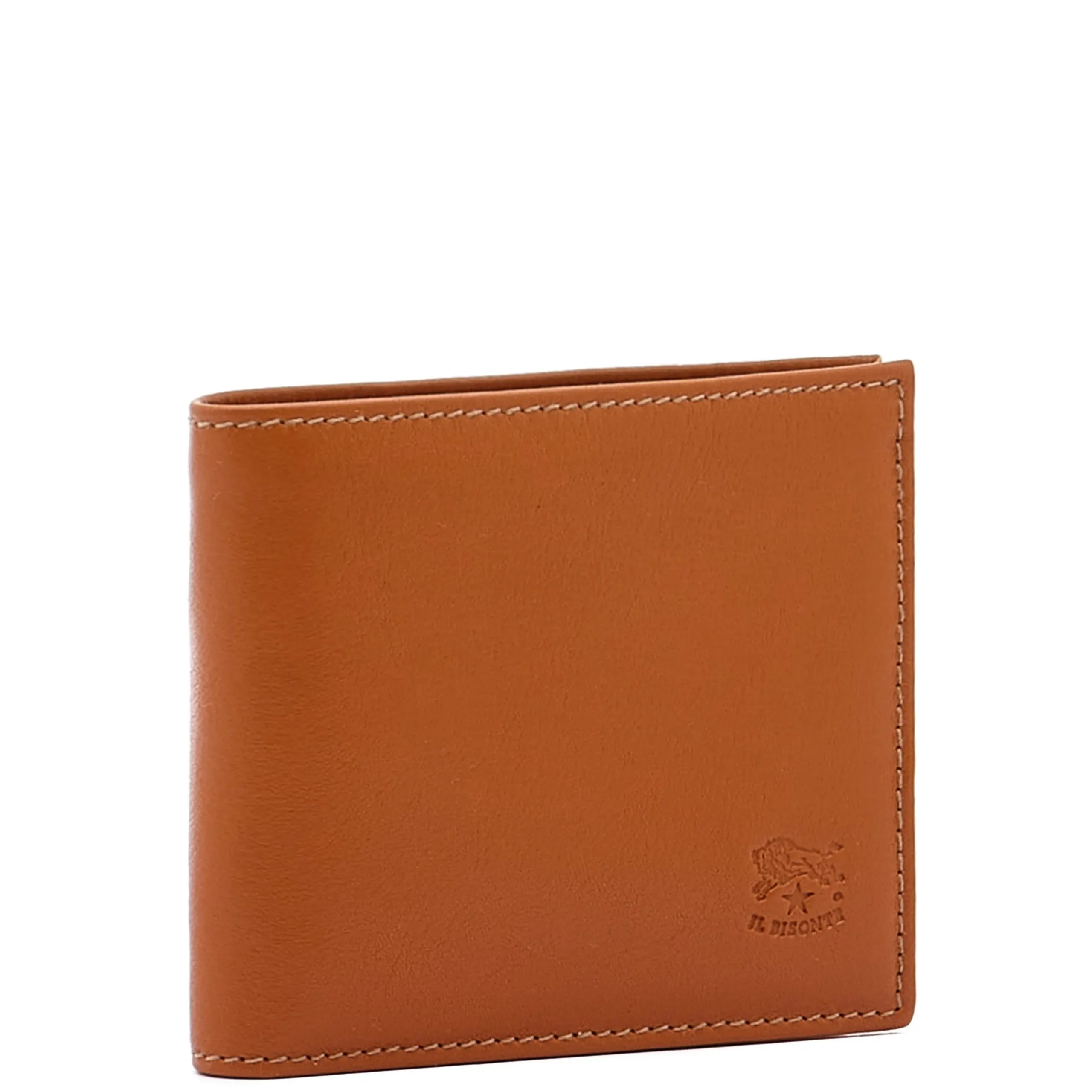 Men's bi-fold wallet in leather color caramel
