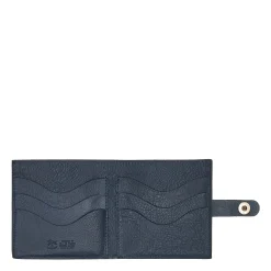 Men's bi-fold wallet in leather color blue