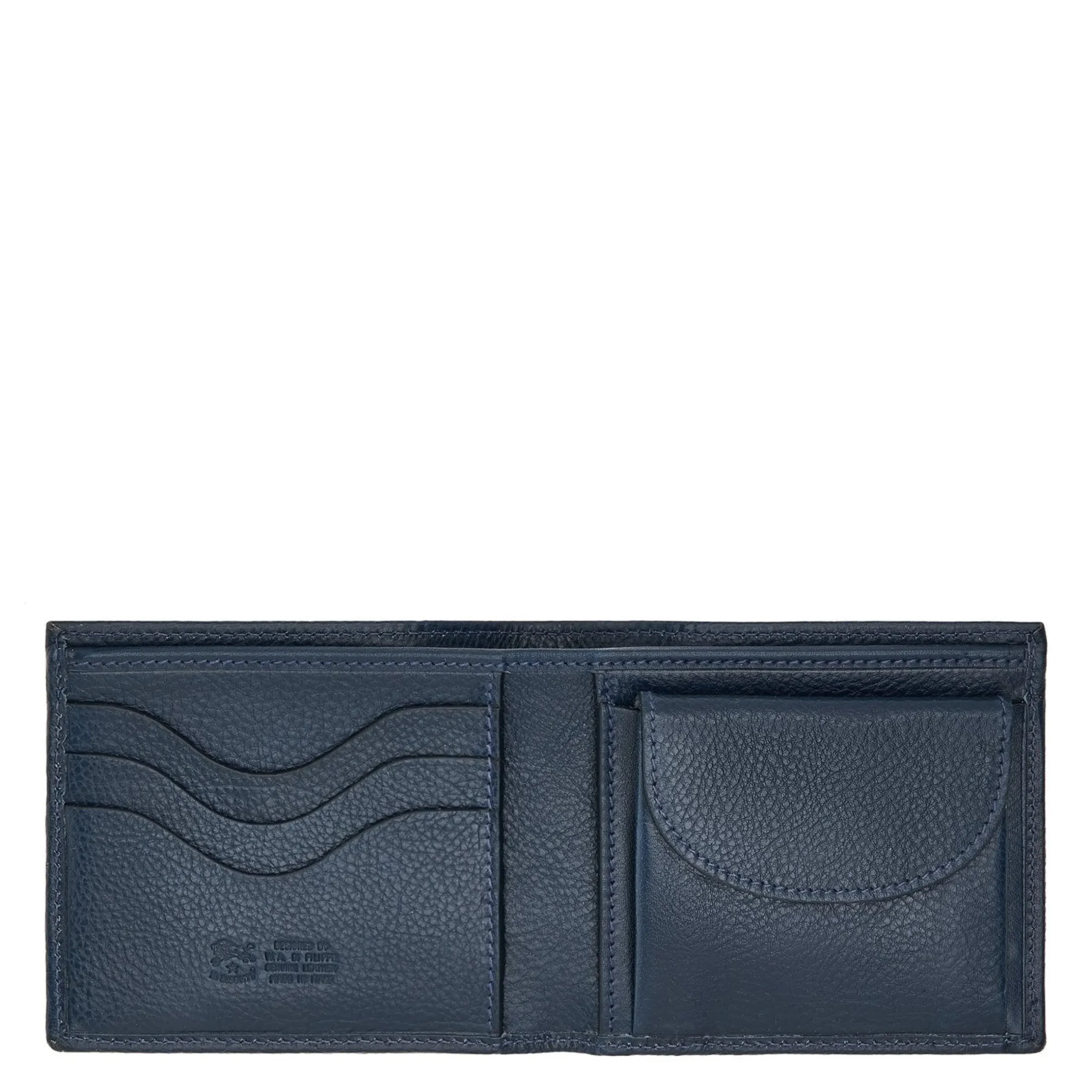 Men's bi-fold wallet in leather color blue