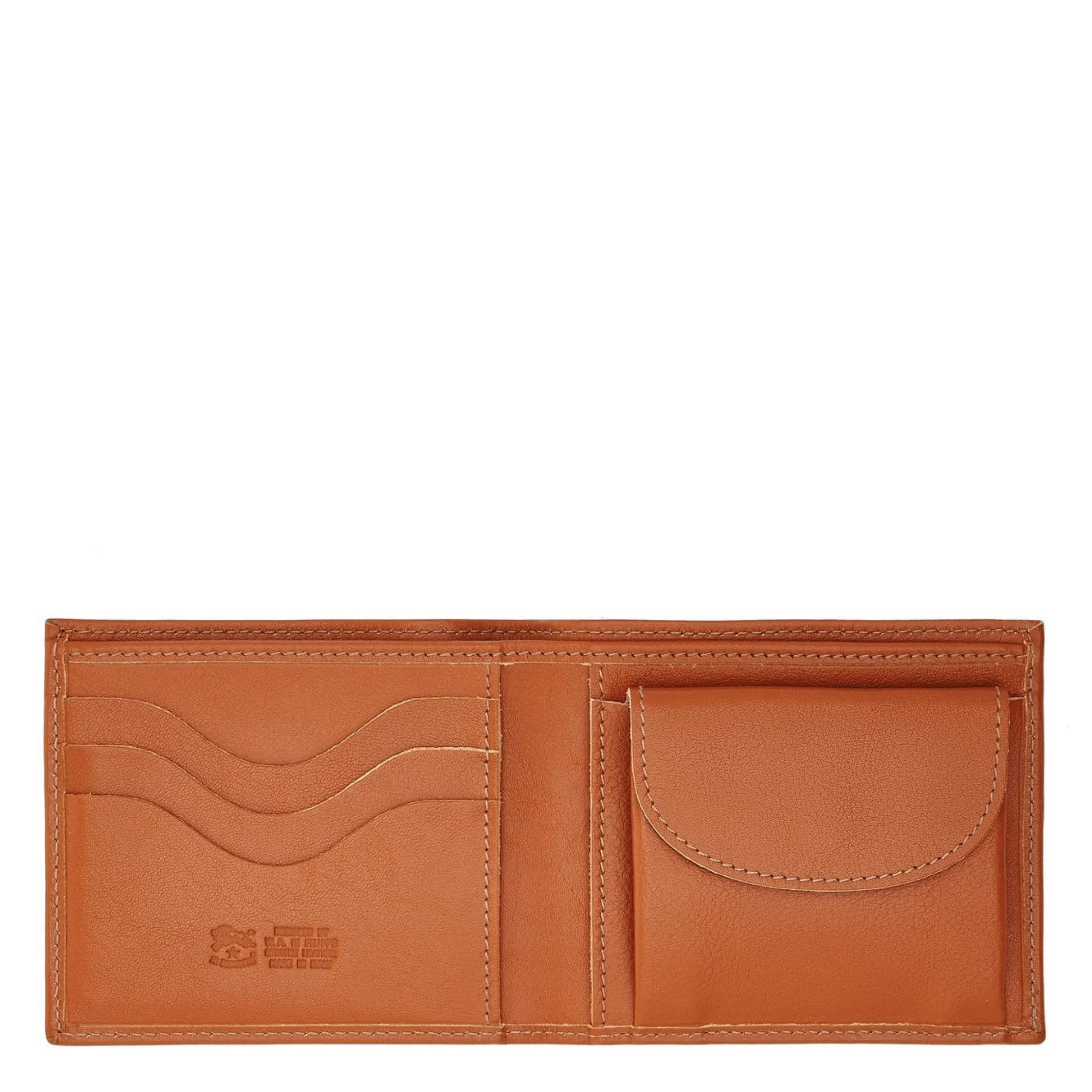 Men's bi-fold wallet in leather color caramel