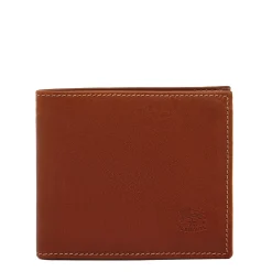 Men's bi-fold wallet in vintage leather color sepia