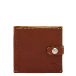Men's bi-fold wallet in vintage leather color sepia