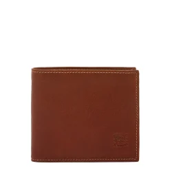 Men's bi-fold wallet in vintage leather color sepia