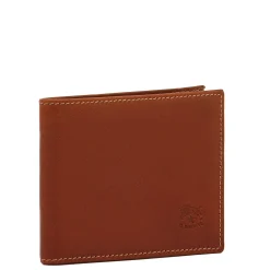 Men's bi-fold wallet in vintage leather color sepia