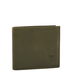 Men's bi-fold wallet in vintage leather color forest