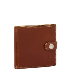 Men's bi-fold wallet in vintage leather color sepia