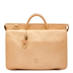 Men's briefcase in leather color natural