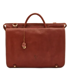 Men's briefcase in vintage leather color sepia