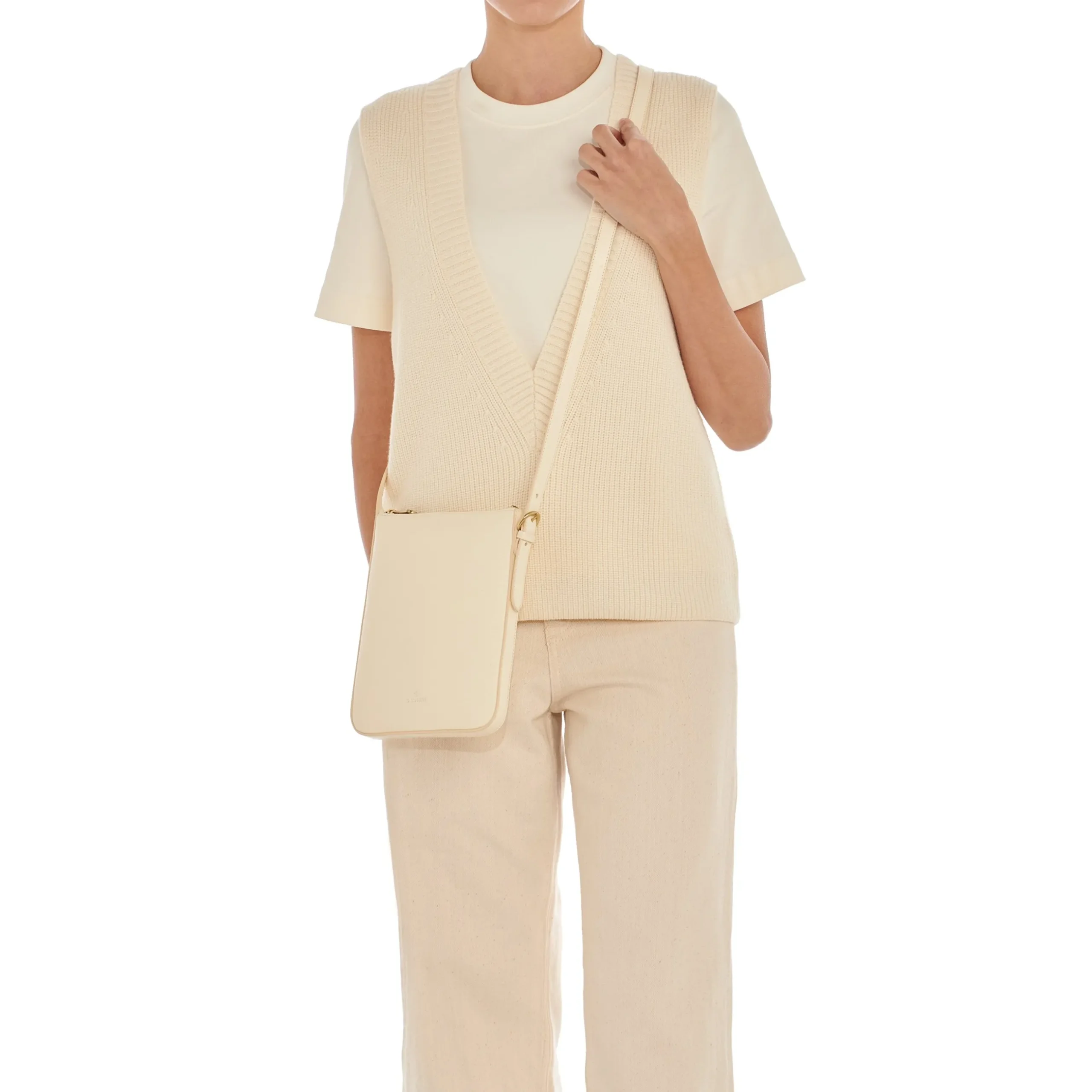 Modulo Women's crossbody bag in leather color white