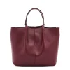 Nina Women's crossbody bag in leather color black cherry
