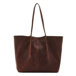 Nina Women's tote bag in vintage leather color coffee