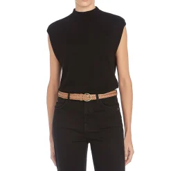 Nina Women's belt in leather color chocolate