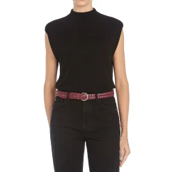 Nina Women's belt in leather color black cherry