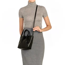 Nina Women's crossbody bag in leather color black
