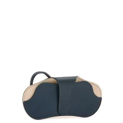 Nina Women's glasses case in leather color blue