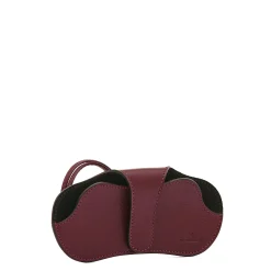 Nina Women's glasses case in leather color black cherry