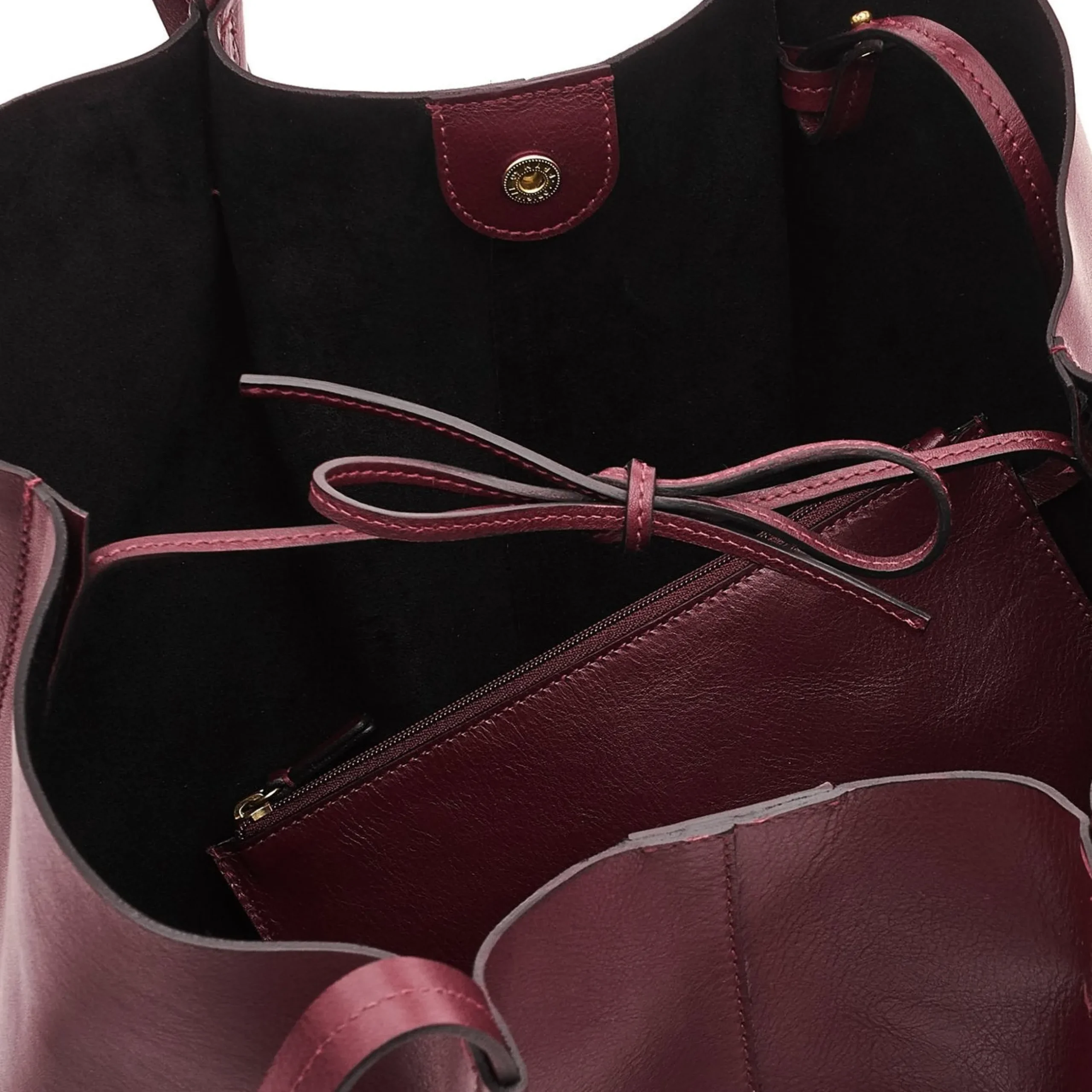 Nina Women's tote bag in leather color black cherry