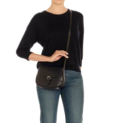 Novecento Women's crossbody bag in leather color black