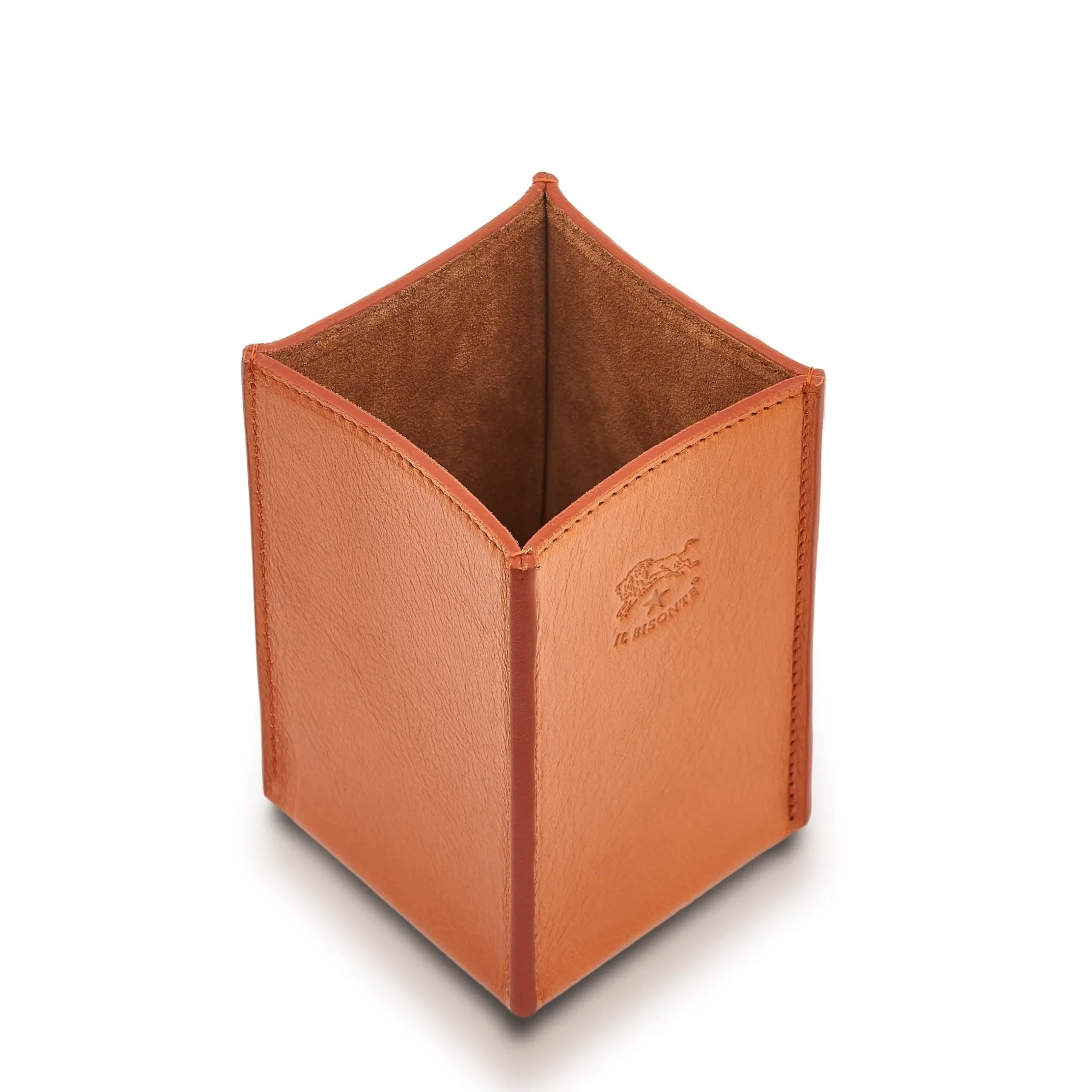 Office & business Desktop pen holder in leather color caramel