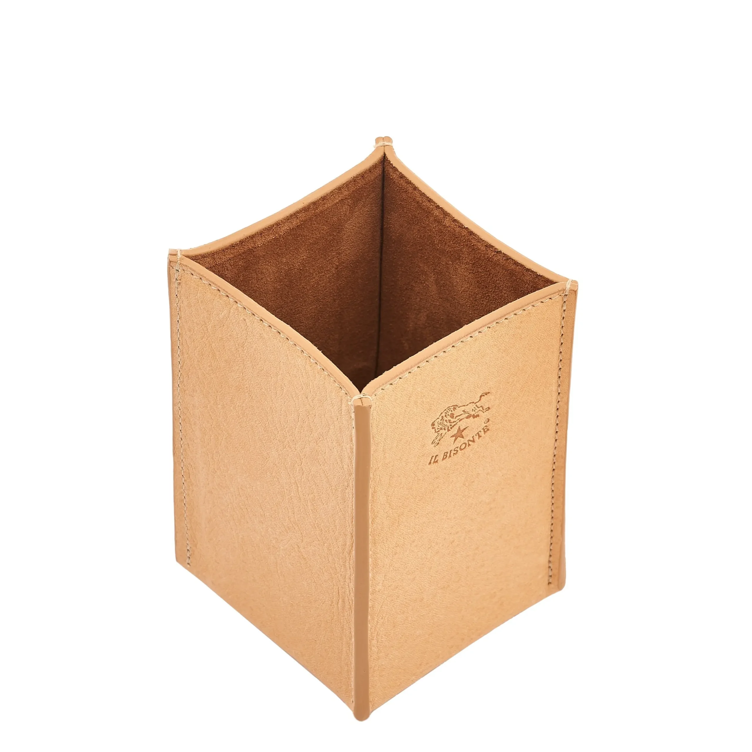 Office & business Desktop pen holder in leather color natural
