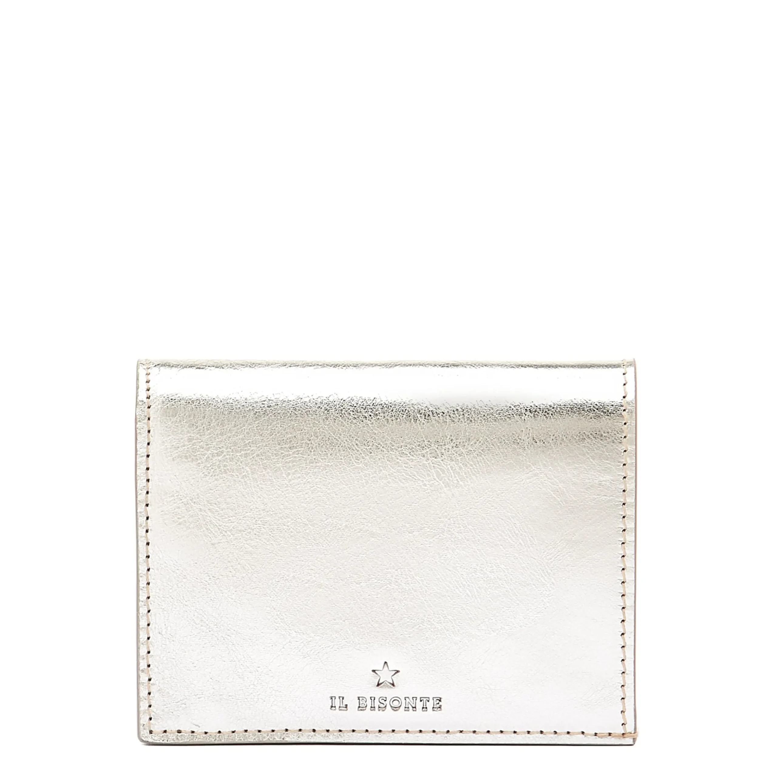 Oliveta Women's small wallet in metallic leather color metallic silver