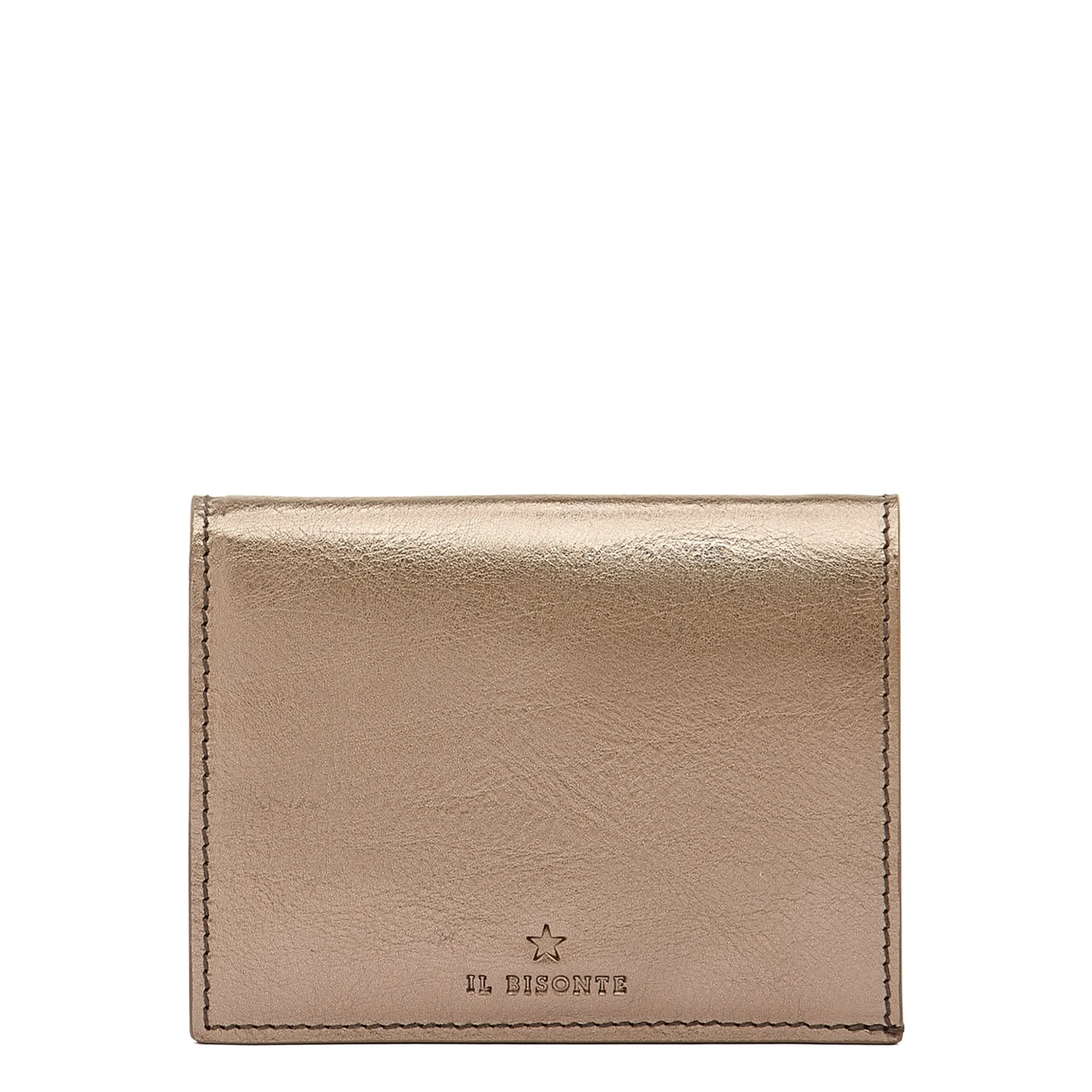 Oliveta Women's small wallet in metallic leather color metallic bronze