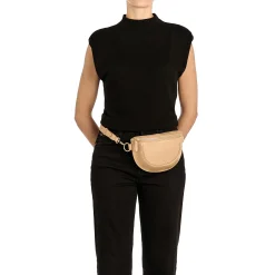 Oliveta Women's belt bag in leather color caffelatte