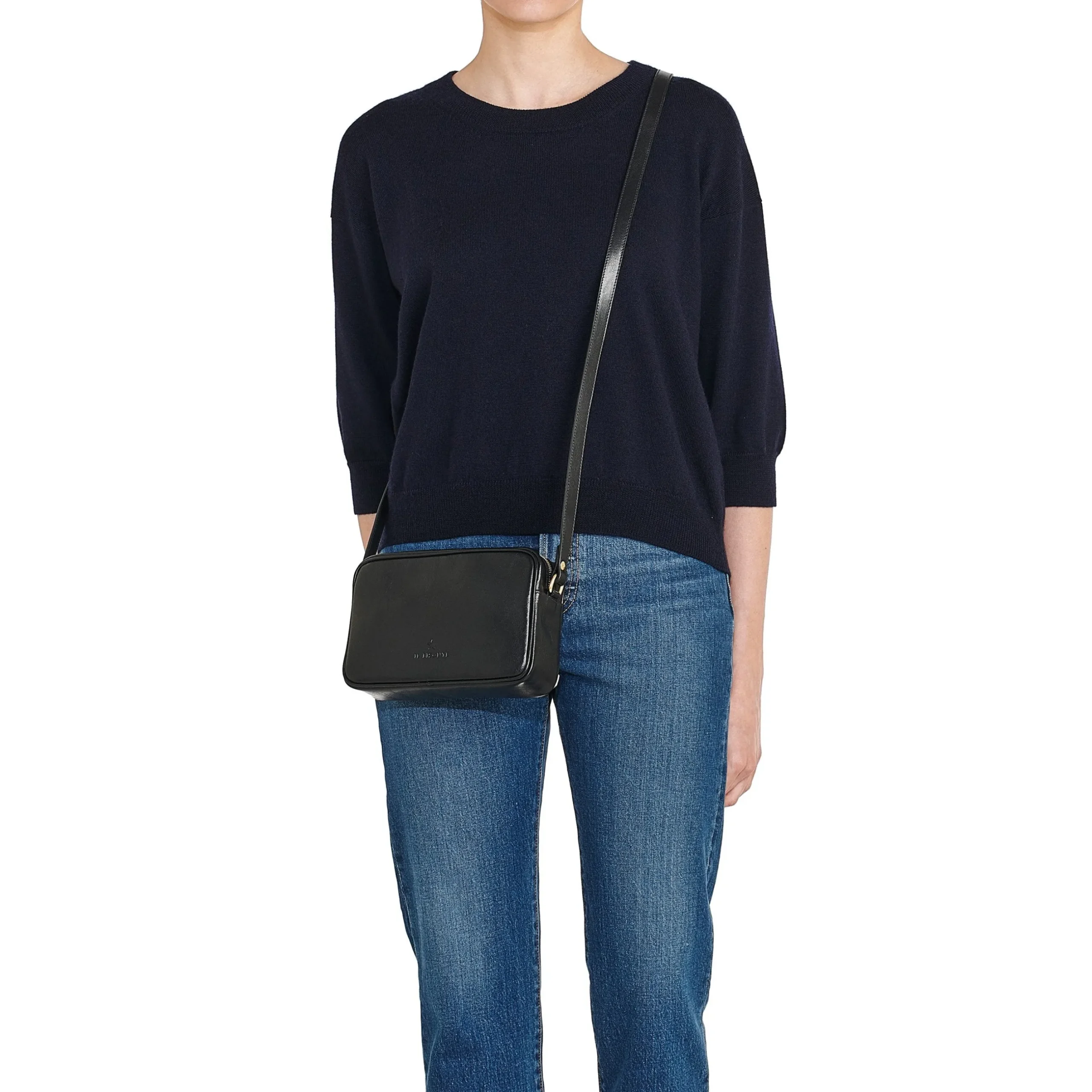 Oliveta Women's crossbody bag in leather color black