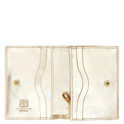 Oliveta Women's small wallet in metallic leather color metallic platinum