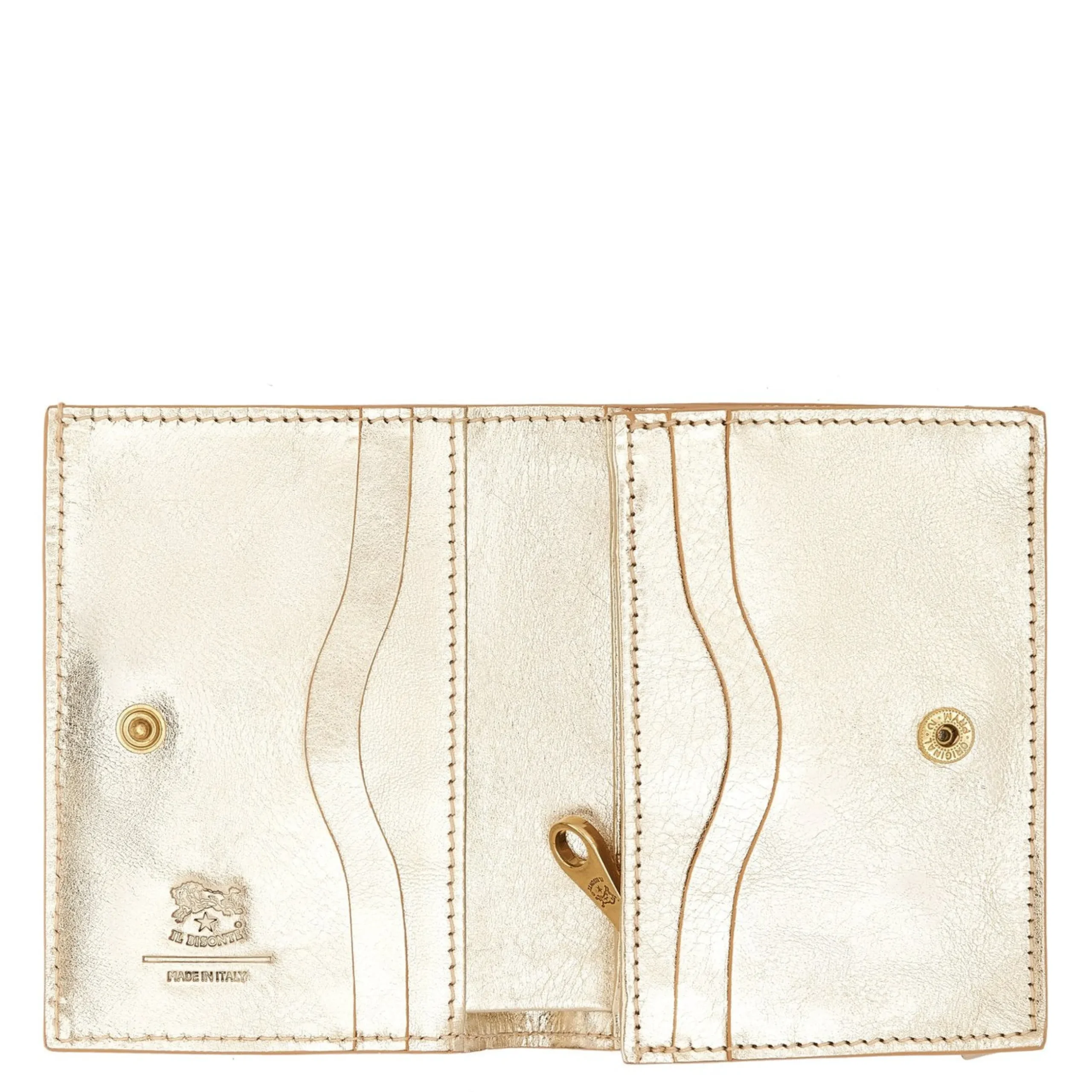 Oliveta Women's small wallet in metallic leather color metallic platinum
