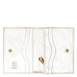 Oliveta Women's small wallet in metallic leather color metallic silver