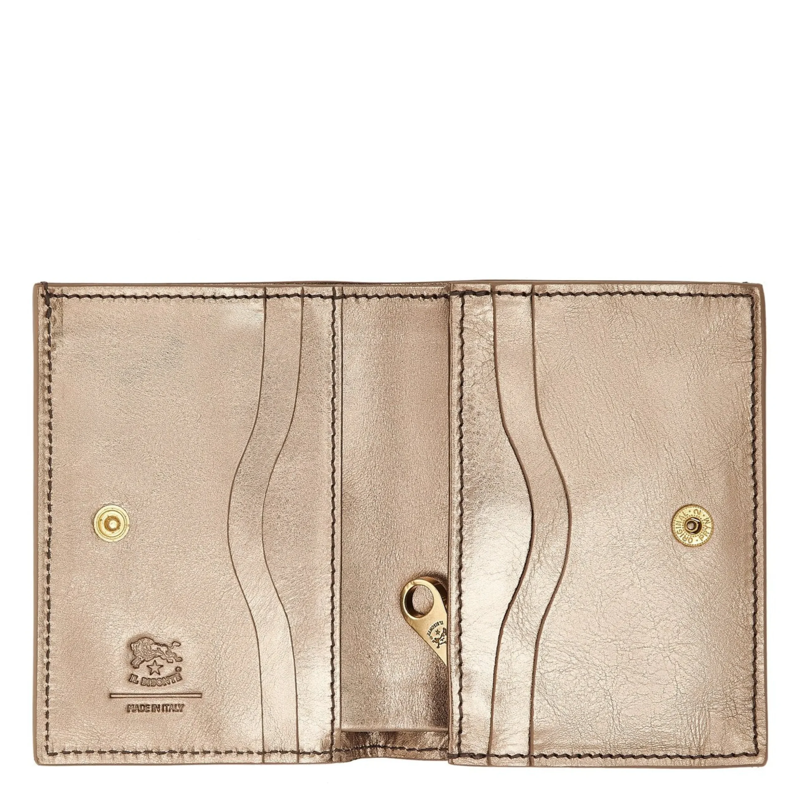 Oliveta Women's small wallet in metallic leather color metallic bronze