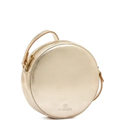 Oliveta Women's crossbody bag in metallic leather color metallic platinum