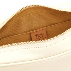 Oliveta Women's crossbody bag in leather color milk