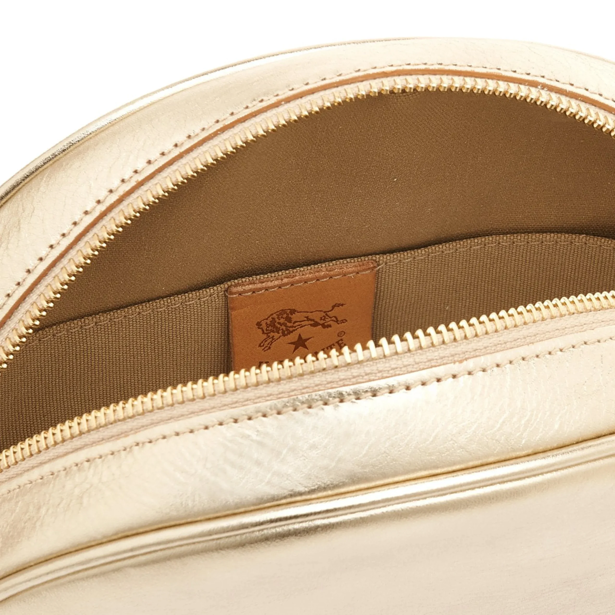 Oliveta Women's crossbody bag in metallic leather color metallic platinum