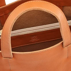 Opale Women's tote bag in leather color caramel