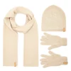 Opera Women's scarf, hat and gloves in wool color ecru