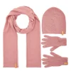 Opera Women's scarf, hat and gloves in wool color cipria