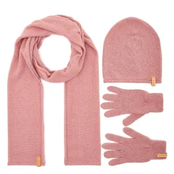Opera Women's scarf, hat and gloves in wool color cipria