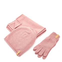 Opera Women's scarf, hat and gloves in wool color cipria