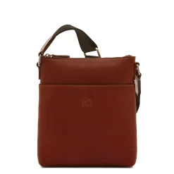 Oriuolo Men's crossbody bag in vintage leather color sepia