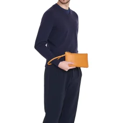 Oriuolo Men's clutch bag in vintage leather color natural