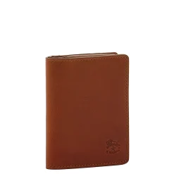 Oriuolo Men's card case in vintage leather color sepia