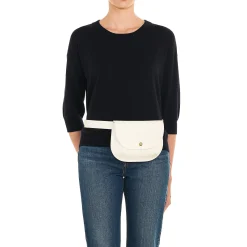 Parione Women's belt bag in leather color milk